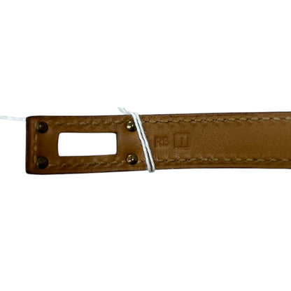 HERMES Kelly Double Tour Bracelet Orange Leather Gold Hardware HE448