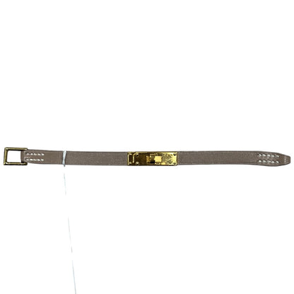 HERMES Kelly Double Tour Bracelet XS Etoupe Leather Gold Hardware HE449