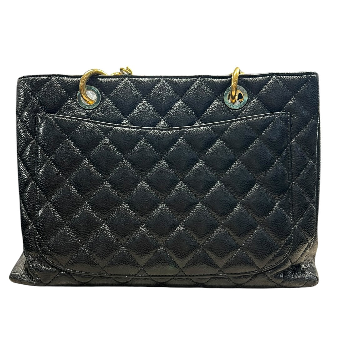 CHANEL Caviar Grand Shopping Tote GST Shoulder Bag Black Gold Hardware CH2137