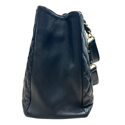 CHANEL Caviar Grand Shopping Tote GST Shoulder Bag Black Gold Hardware CH2137