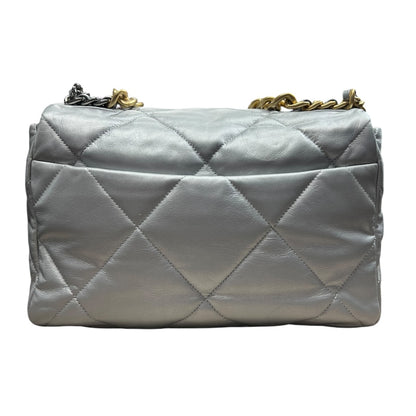 CHANEL 19 Lambskin Small Flap Bag Silver Metallic Mixed Hardware CH2136