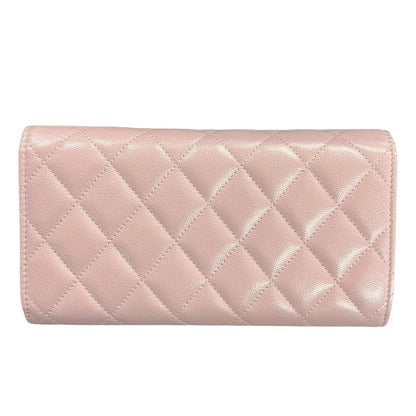 CHANEL Caviar Classic Long Flap Wallet Pink Gold Hardware CH2140