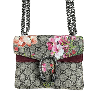 GUCCI GG Supreme Blooms Dionysus Shoulder Bag Mini Beige Silver Hardware Gu586