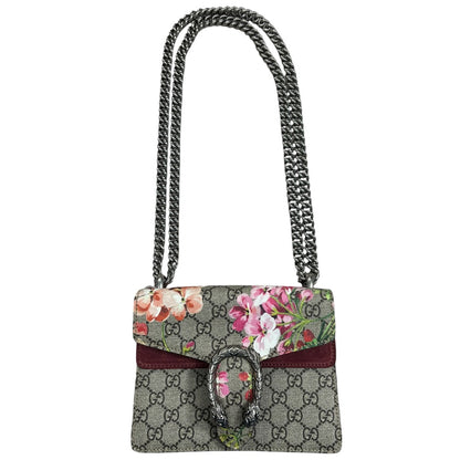 GUCCI GG Supreme Blooms Dionysus Shoulder Bag Mini Beige Silver Hardware Gu586