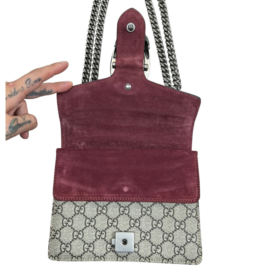 GUCCI GG Supreme Blooms Dionysus Shoulder Bag Mini Beige Silver Hardware Gu586