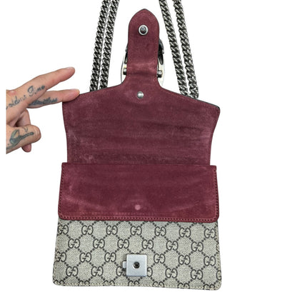 GUCCI GG Supreme Blooms Dionysus Shoulder Bag Mini Beige Silver Hardware Gu586