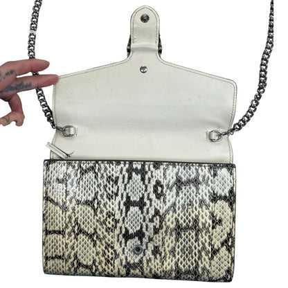 GUCCI Python Print Leather Dionysus Chain Wallet Crossbody Natural Silver Hardware Gu587