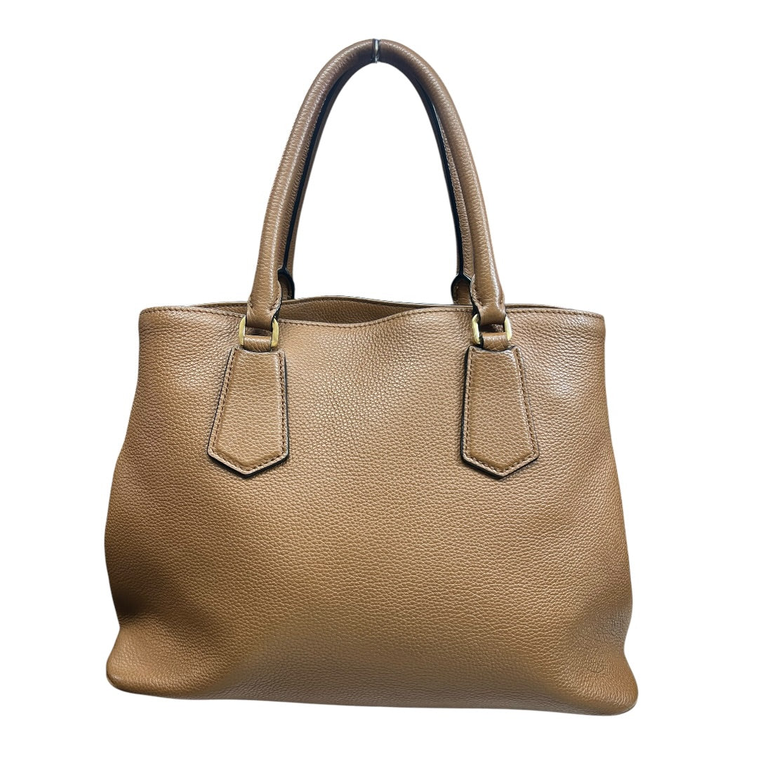 PRADA Vitello Daino Leather 2Way Tote Shoulder Bag Caramel Gold Hardware PR181