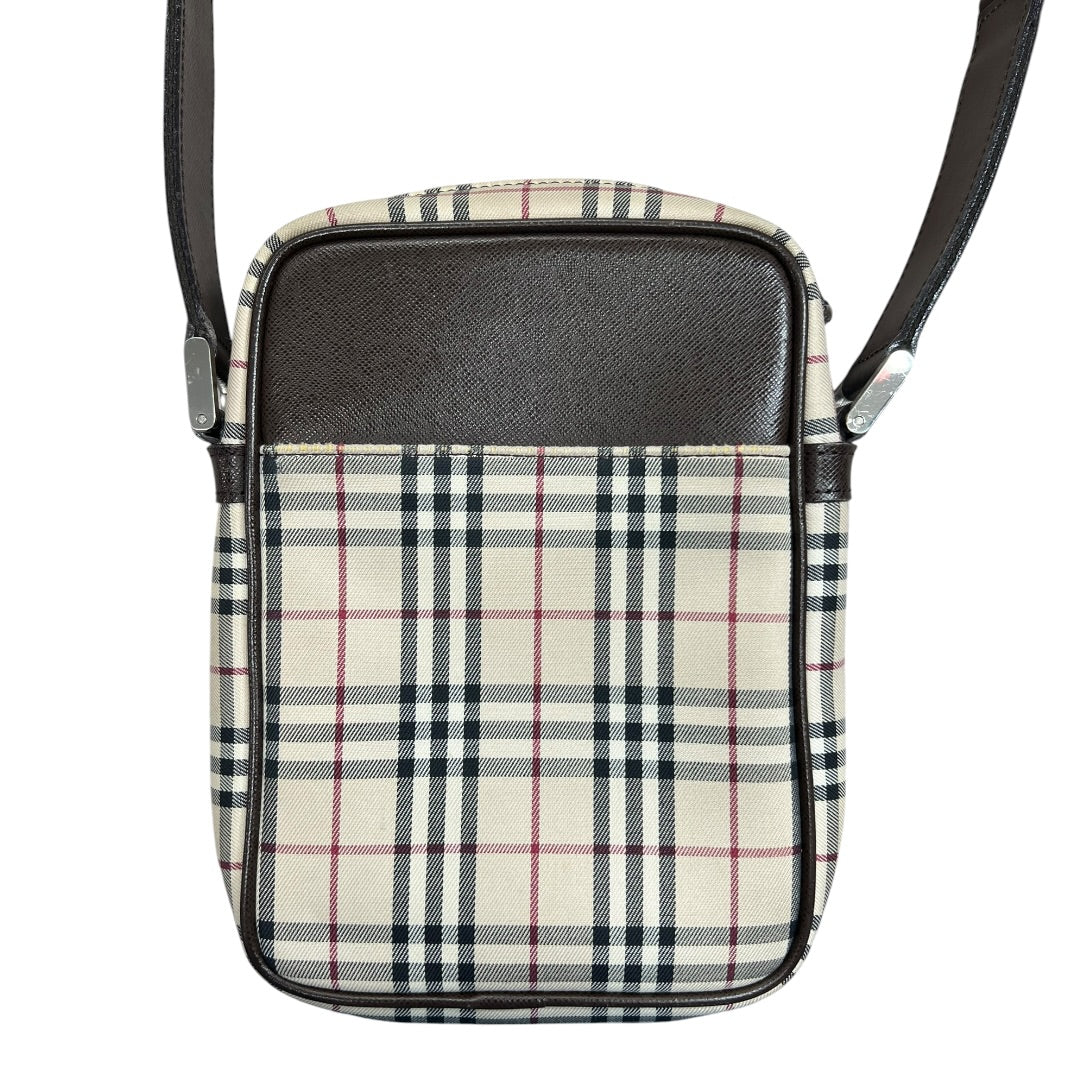 BURBERRY Nova Check Crossbody Bag Beige Silver Hardware BU1221