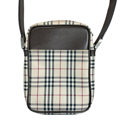 BURBERRY Nova Check Crossbody Bag Beige Silver Hardware BU1221