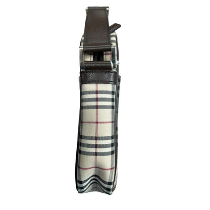 BURBERRY Nova Check Crossbody Bag Beige Silver Hardware BU1221