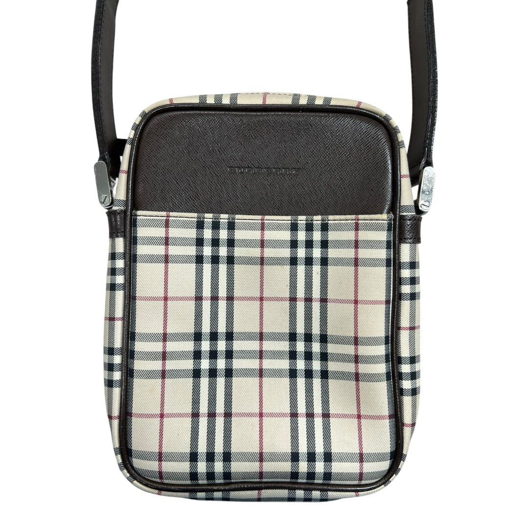 BURBERRY Nova Check Crossbody Bag Beige Silver Hardware BU1221