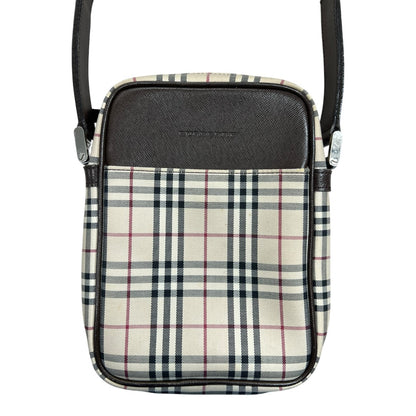 BURBERRY Nova Check Crossbody Bag Beige Silver Hardware BU1221