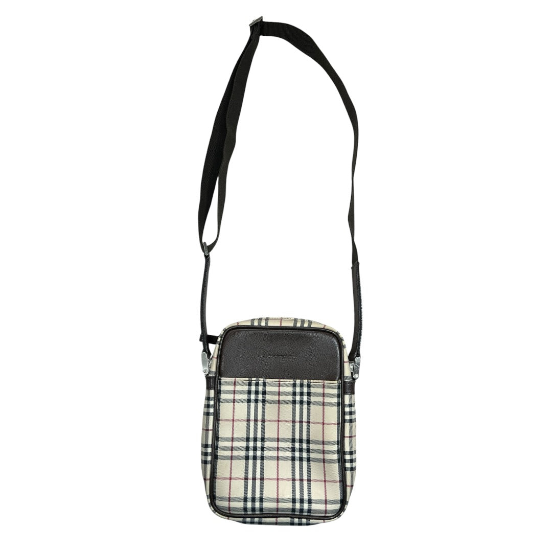 BURBERRY Nova Check Crossbody Bag Beige Silver Hardware BU1221
