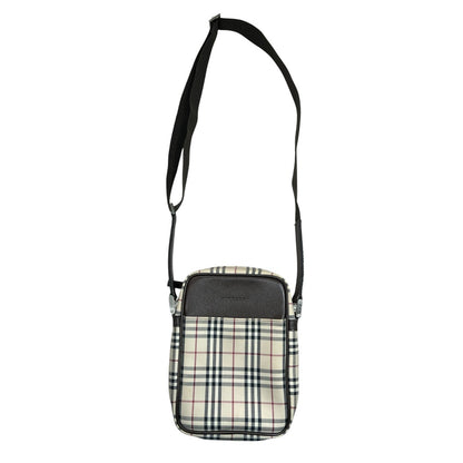 BURBERRY Nova Check Crossbody Bag Beige Silver Hardware BU1221