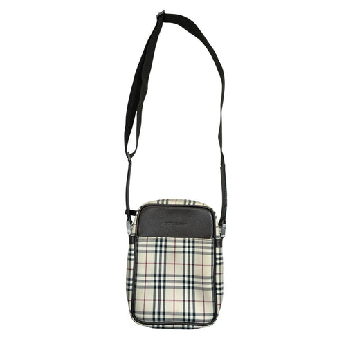 BURBERRY Nova Check Crossbody Bag Beige Silver Hardware BU1221