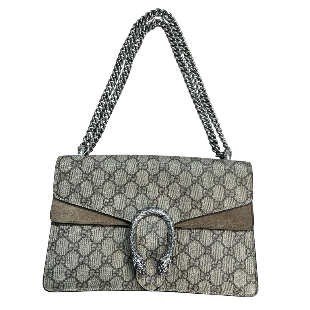 GUCCI GG Supreme Dionysus Small Shoulder Bag Beige Silver Hardware GU585