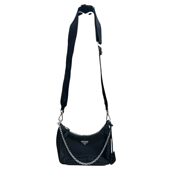 PRADA Re-Nylon Re-Edition 2005 Shoulder Bag Black Silver Hardware PR187