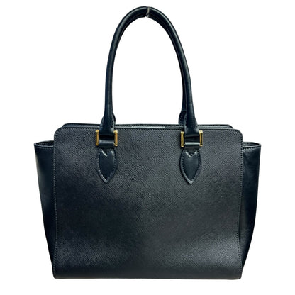 PRADA Saffiano Leather Tote Handbag Black Gold Hardware PR183