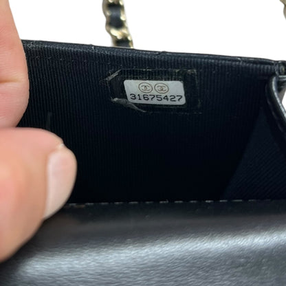 CHANEL Lambskin Mini Flap Handbag Black Gold Hardware CH2134