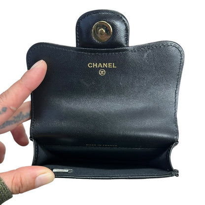 CHANEL Lambskin Mini Flap Handbag Black Gold Hardware CH2134