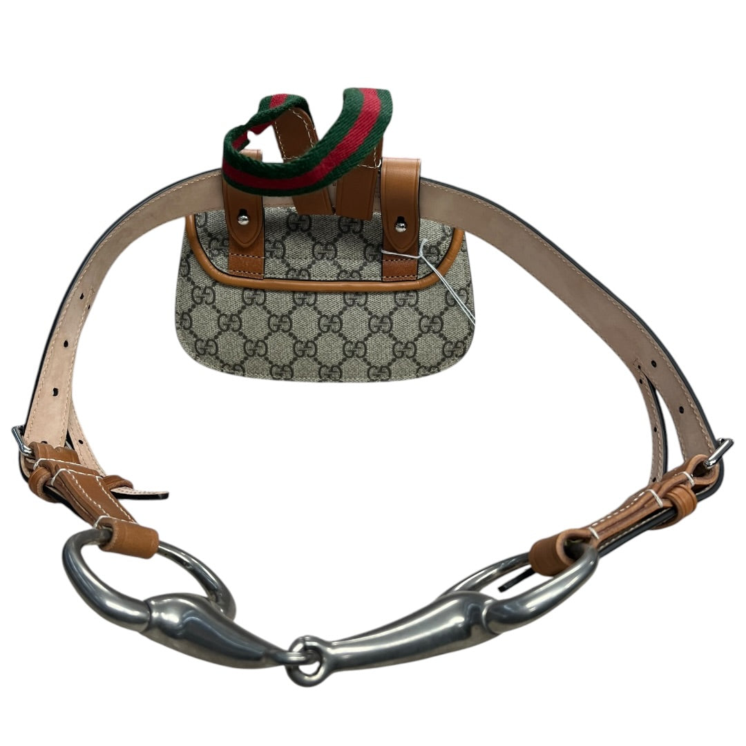 GUCCI GG Supreme Bamboo 1947 Mini Crossbody Beige Bamboo Hardware Gu582