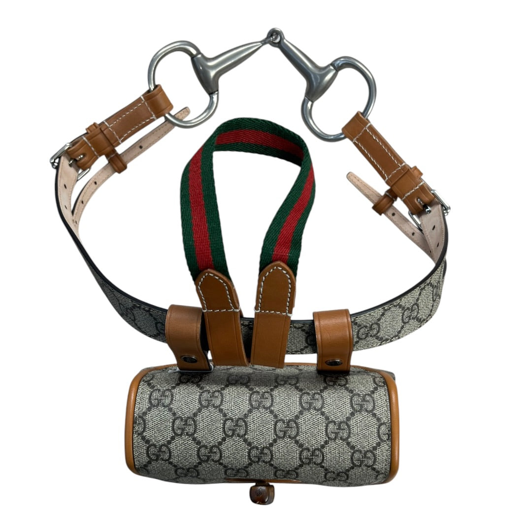 GUCCI GG Supreme Bamboo 1947 Mini Crossbody Beige Bamboo Hardware Gu582