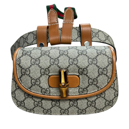 GUCCI GG Supreme Bamboo 1947 Mini Crossbody Beige Bamboo Hardware Gu582