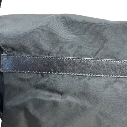 PRADA Tessuto Nylon Messenger Crossbody Bag Black Silver Hardware PR190