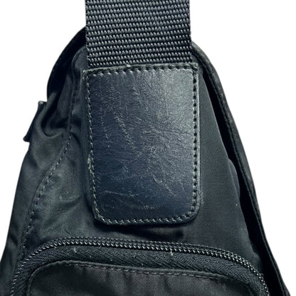 PRADA Tessuto Nylon Messenger Crossbody Bag Black Silver Hardware PR190