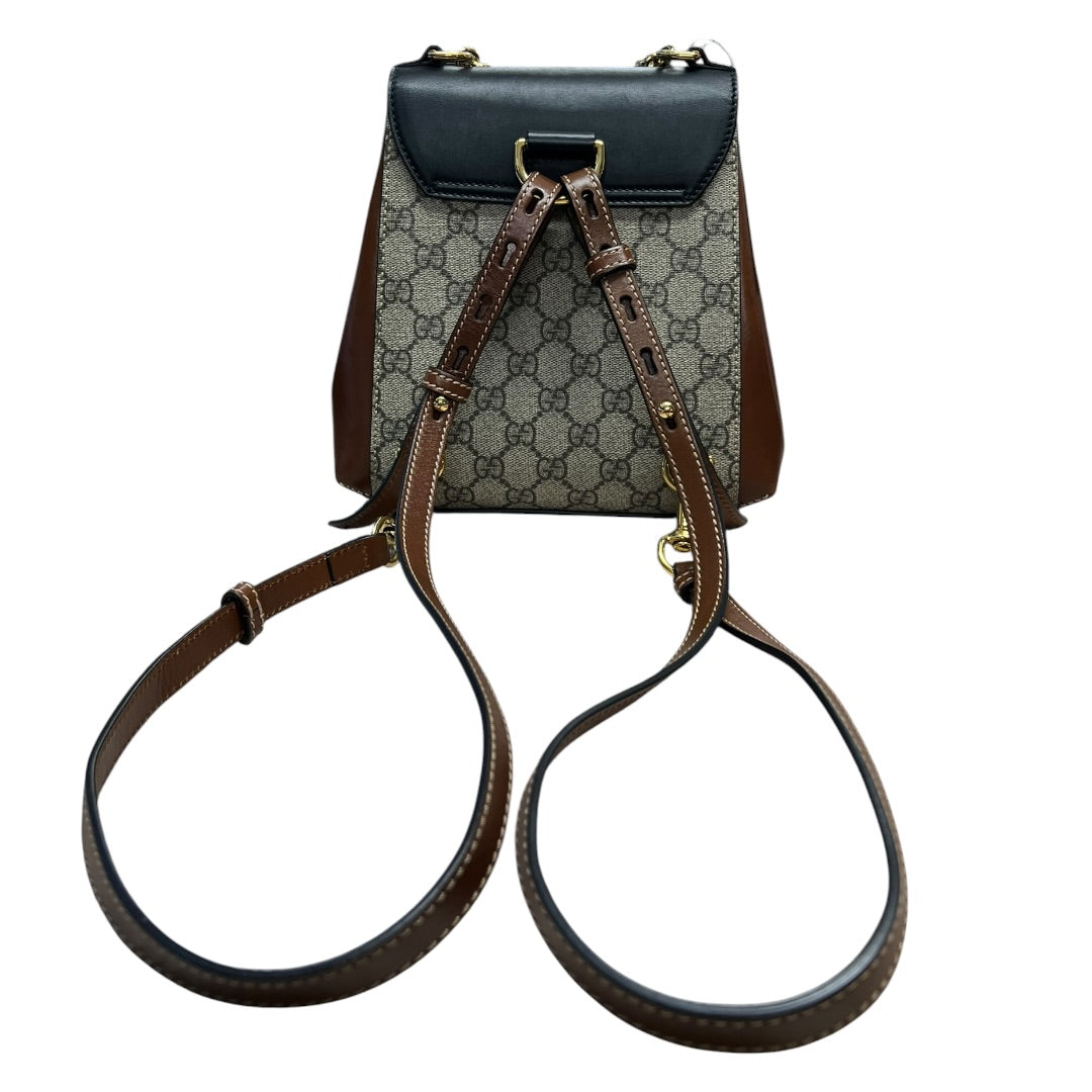 GUCCI GG Supreme Padlock Small Shoulder Bag Beige Brown Gold Hardware Gu581