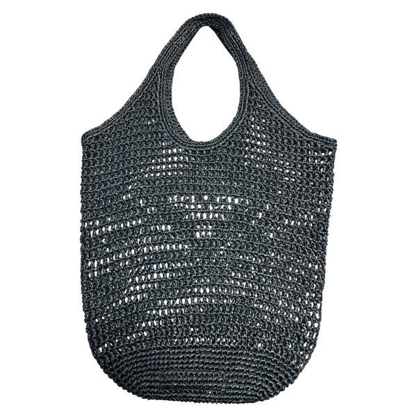 PRADA Crochet Raffia Tote Bag Black PR184