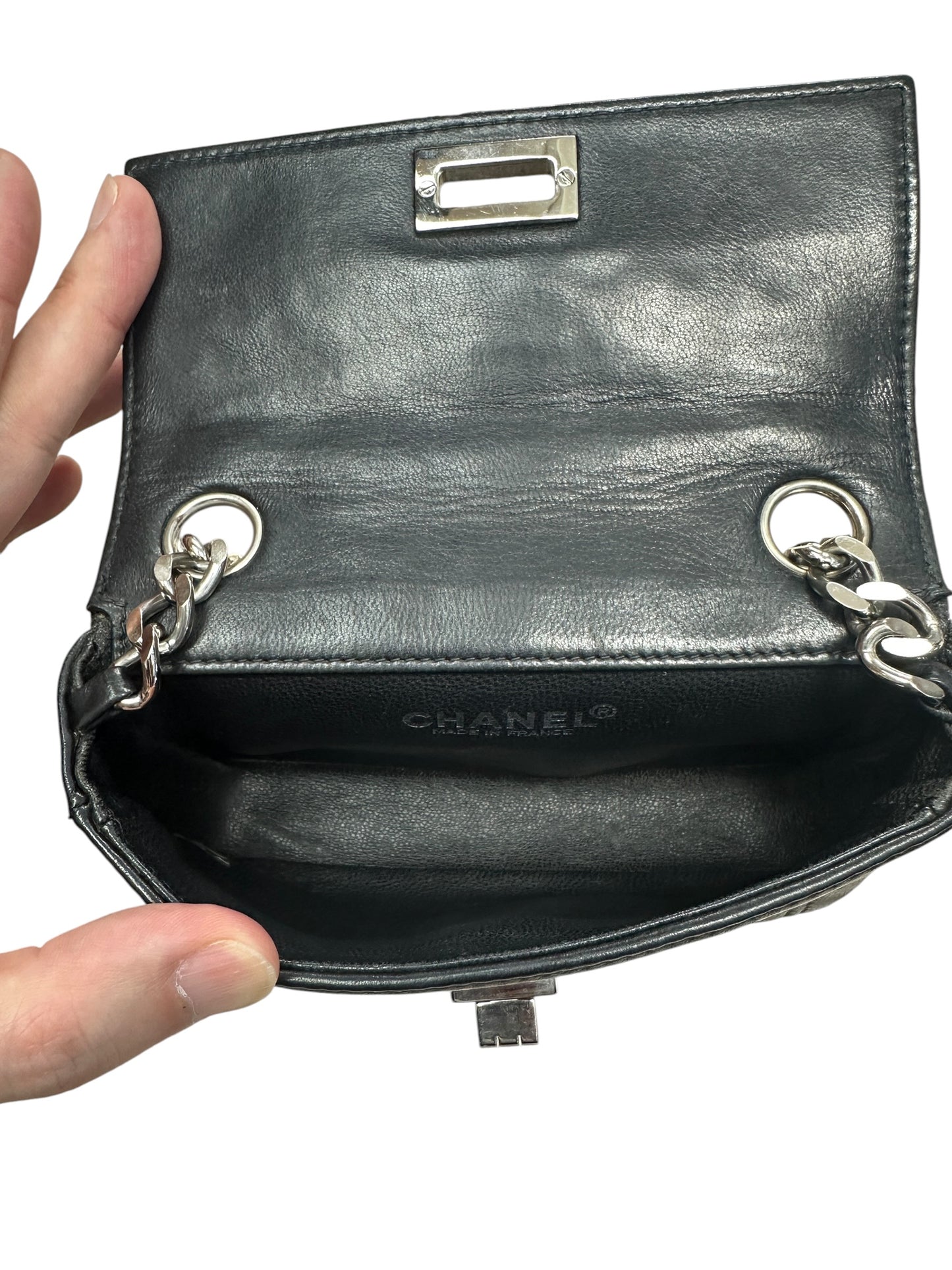 CHANEL Lambskin Square Quilted Mademoiselle Mini Flap Black Silver Hardware CH2145