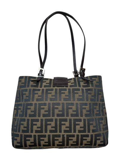 FENDI Zucca Canvas Mamma Baguette Tote Bag Brown FE371