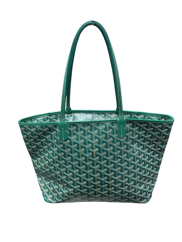 GOYARD Goyardine Artois MM Tote Bag Green Silver Hardware GO14