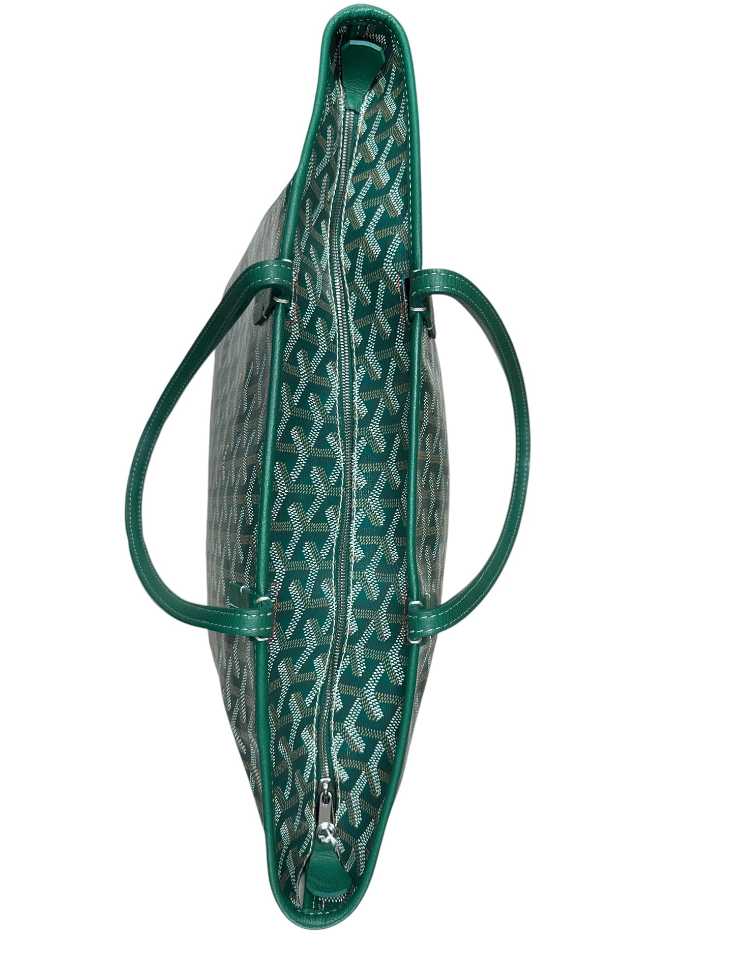 GOYARD Goyardine Artois MM Tote Bag Green Silver Hardware GO14