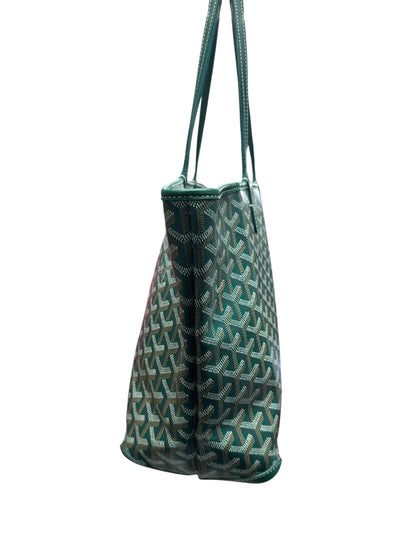 GOYARD Goyardine Artois MM Tote Bag Green Silver Hardware GO14