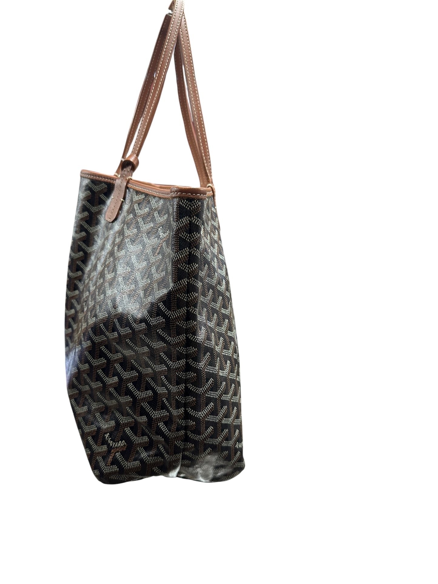 GOYARD Goyardine Saint Louis PM Custom Painted Tote Bag Black GO15