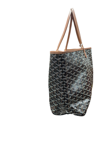 GOYARD Goyardine Saint Louis PM Custom Painted Tote Bag Black GO15
