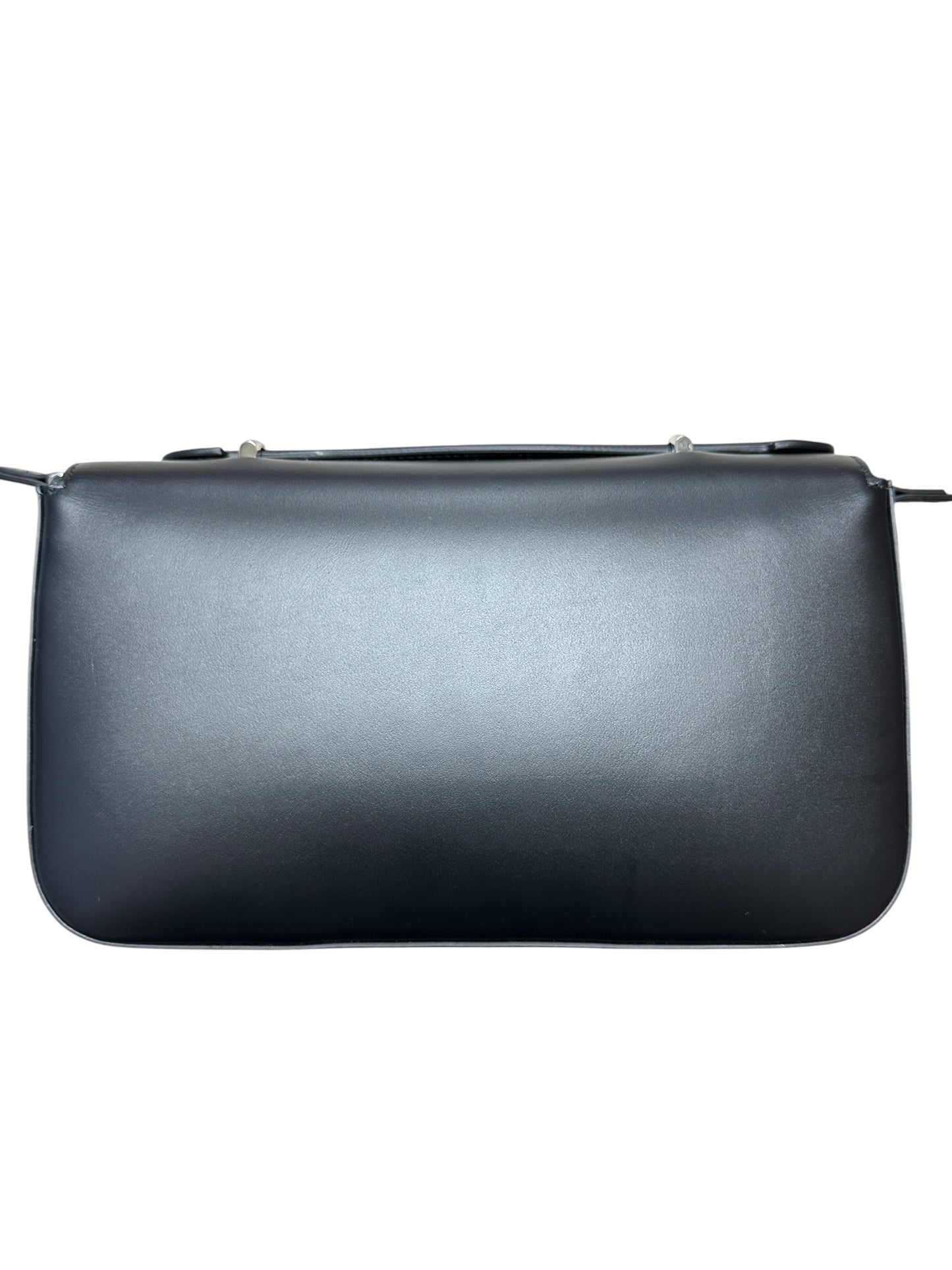 GUCCI Smooth Leather Petite GG Shoulder Bag Black Silver Hardware GU592