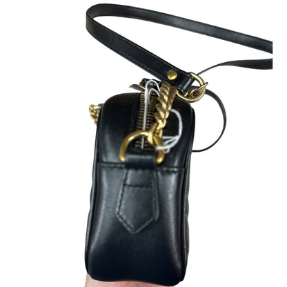 GUCCI Matelassé Leather GG Marmont Mini Camera Crossbody Bag Black Gold Hardware GU602