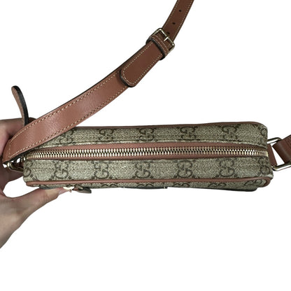 GUCCI GG Supreme Stars Print Crossbody Bag Beige Pink Gold Hardware GU604