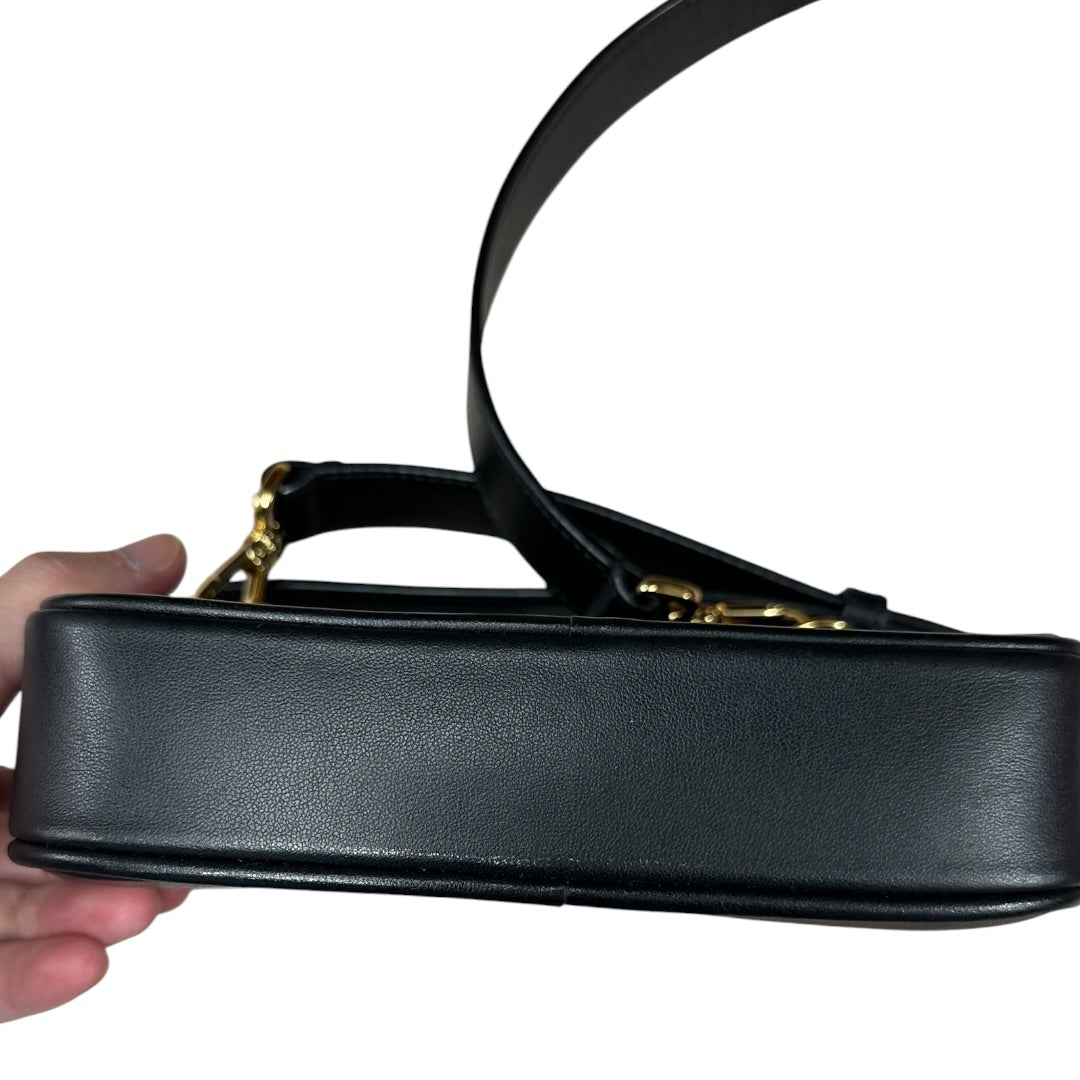 FENDI x VERSACE FENDACE Smooth Leather Camera Crossbody Bag Black Gold Hardware FE379