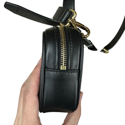 FENDI x VERSACE FENDACE Smooth Leather Camera Crossbody Bag Black Gold Hardware FE379