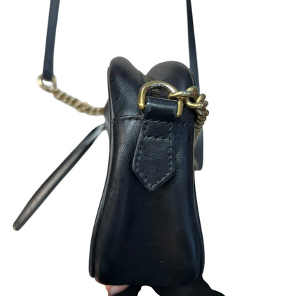 GUCCI Matelassé Leather GG Marmont Small Camera Crossbody Bag Black Gold Hardware GU507