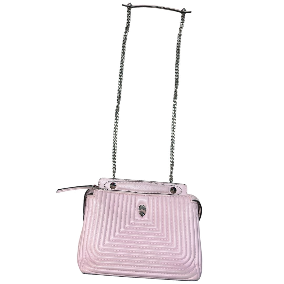 FENDI Leather Dotcom Click Chain Shoulder Bag Pink Silver Hardware FE300