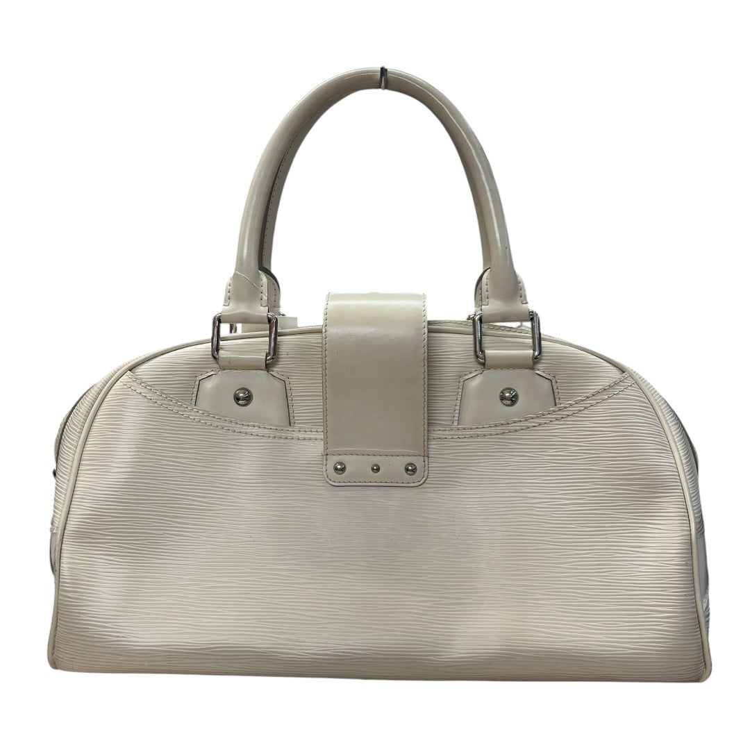 LOUIS VUITTON Epi Leather Montaigne GM Bowling Bag White Gold Hardware LO521