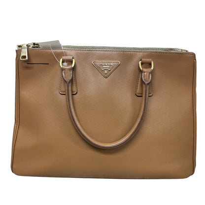 PRADA Saffiano Lux Galleria Large Double Zip Tote Bag Caramel Gold Hardware PR131