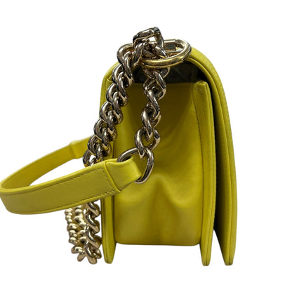 CHANEL Lambskin & Raffia Boy Handbag Yellow Gold Hardware CH1949