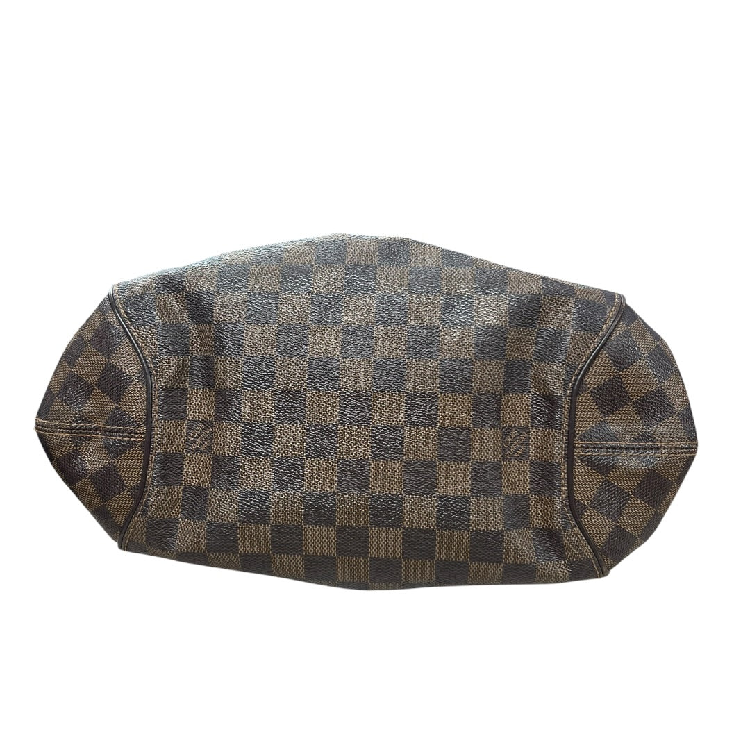 LOUIS VUITTON Damier Ebene Sistina PM Shoulder Bag Brown Gold Hardware LO1377